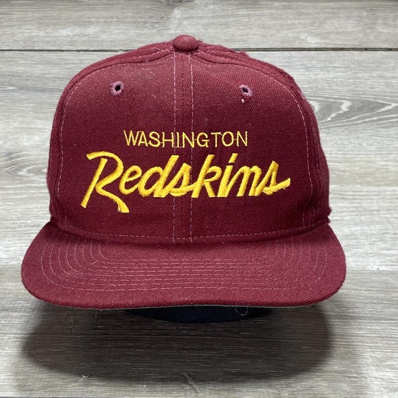Washington Redskin Sports Specialties Hat Cap Snap Back NFL Script Wool 80s Flaw